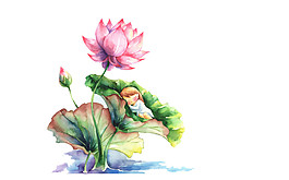 精美水彩荷花圖案元素