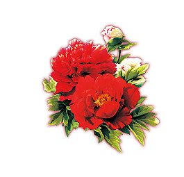 彩繪紅牡丹圖案元素