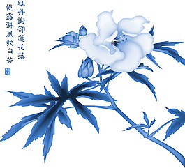 青花瓷樹枝花朵素材圖片