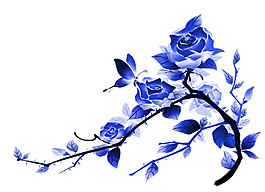 青花瓷树枝花纹素材图片