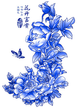青花瓷花紋素材圖片