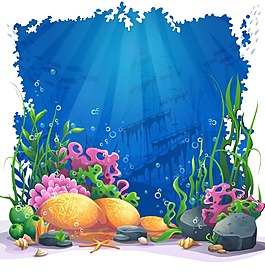 美麗的海底世界插畫