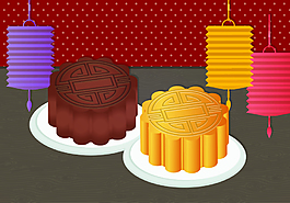 矢量月餅插圖