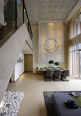 現(xiàn)代簡(jiǎn)約風(fēng)室內(nèi)設(shè)計(jì)別墅餐廳落地窗效果圖JPG源文件