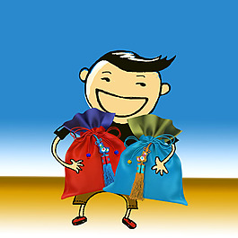 卡通兒童福袋插圖