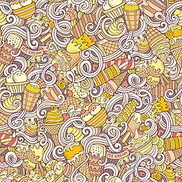 可愛卡通冰激凌矢量背景圖案