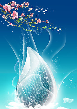 桃花水滴鉆石背景素材