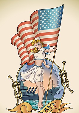 時尚女性海軍矢量素材
