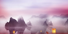 水墨山脈淘寶全屏banner背景