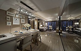 簡約風室內設計餐廳效果圖源文件
