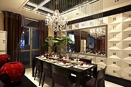 歐式簡約風(fēng)室內(nèi)設(shè)計餐廳背景墻效果圖