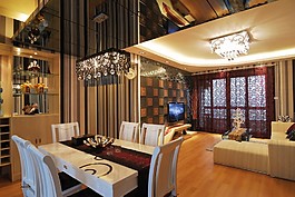 簡約風室內(nèi)設(shè)計餐廳木地板效果圖