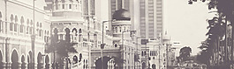 手繪灰色建筑城市淘寶全屏banner背景