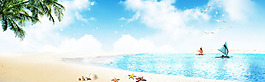 清新藍(lán)色大海淘寶全屏banner背景