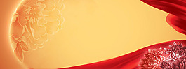 唯美紅色花紋淘寶全屏banner背景