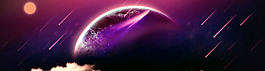 唯美紫色流星地球淘宝全屏banner背景