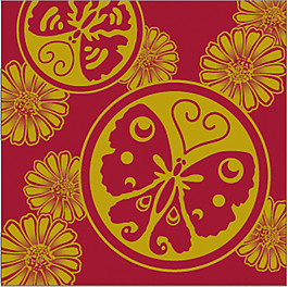 金色花朵蝴蝶模版素材