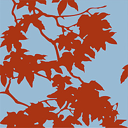 紅色樹枝花紋無縫背景圖
