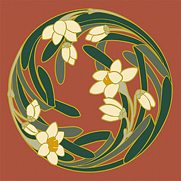 水仙花花紋無縫背景圖