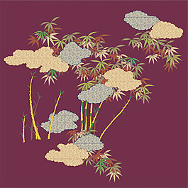 酒紅色花紋無縫背景圖