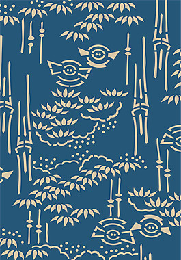 藍色竹子元素背景圖