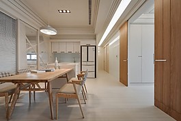 簡約風室內設計餐廳木地板移門效果圖JPG
