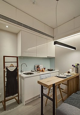 清新简约风室内设计厨房吧台效果图