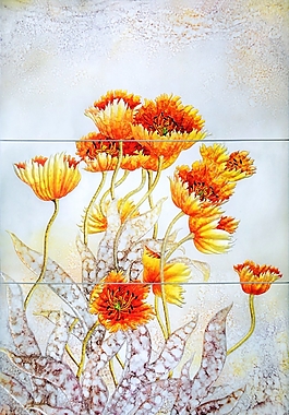 高清彩雕橙色花朵家裝裝飾畫
