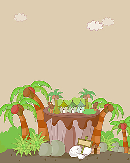 矢量卡通熱帶原始部落背景素材