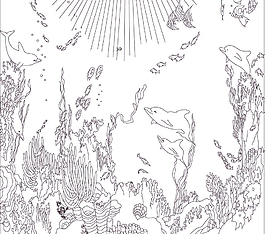 白描海底世界家裝裝飾畫