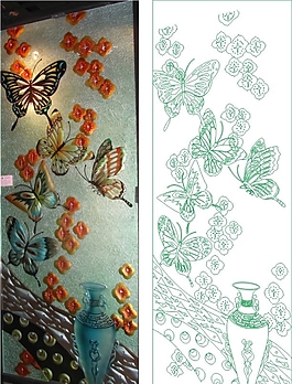 蝴蝶花瓶藝術(shù)家裝裝飾畫