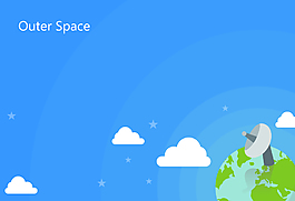 宇宙地球太空扁平化海報背景素材