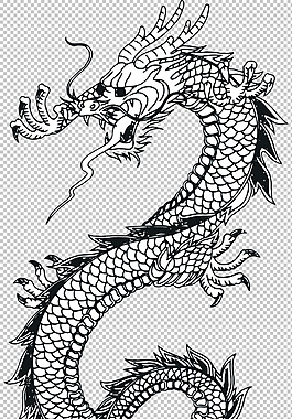 龙纹身图案手稿免抠png透明图层素材