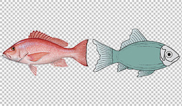 手繪漂亮的熱帶魚免摳png透明圖層素材