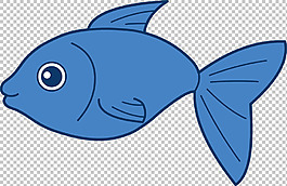 手繪藍色熱帶魚免摳png透明圖層素材