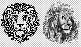 獅子紋身圖案免摳png透明圖層素材