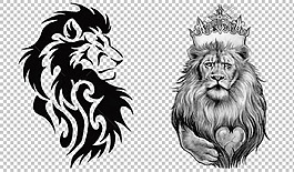 獅子紋身圖案免摳png透明圖層素材