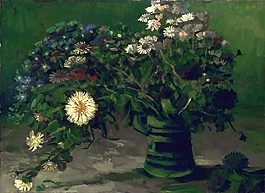 北欧名画梵高后印象派瓶里的雏菊装饰画