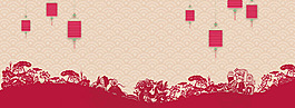 紅色燈籠節(jié)日淘寶全屏banner背景