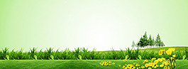 清新綠色植物花朵淘寶全屏banner背景
