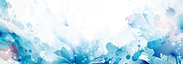 浪漫夢幻藍(lán)色花朵淘寶全屏banner背景