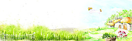 清新綠色大樹淘寶全屏banner背景