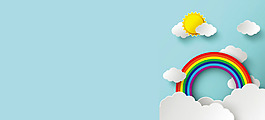 卡通云朵彩虹淘寶全屏banner背景