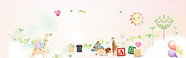 手繪彩色大樹淘寶全屏banner背景