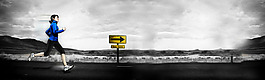 手绘人物跑步淘宝全屏banner背景