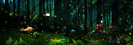 唯美森林淘寶全屏banner背景