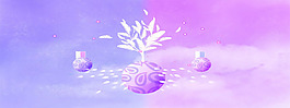 手繪白色花朵淘寶全屏banner背景