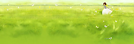 清新綠色草地淘寶全屏banner背景