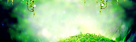 夢幻綠色樹葉淘寶全屏banner背景素材