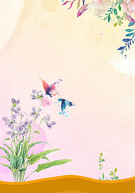 小清新花鳥生長背景